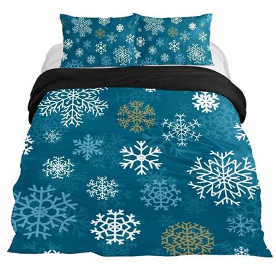 Set Copripiumino Fiocco di Neve Tema Invernale Illustrazione Natalizia Stagione Fredda Set Letto Singolo Taglia King Copripiumino Morbido