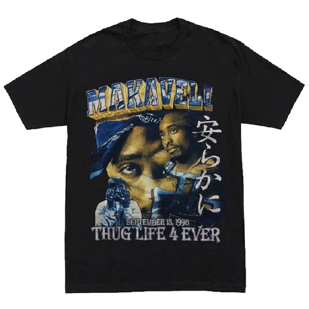 

2PAC Tupac 2PACT Shirt Hip Hop Street European and American Portrait Old Printed Retro Rap VINTAGET Shirt2 XXXXXL чёрный