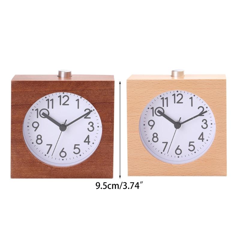 Simple Beech Wood Clock Night Light Timer Reminder Square Wooden Alarm Clock Home Decor for Classroom Office Library