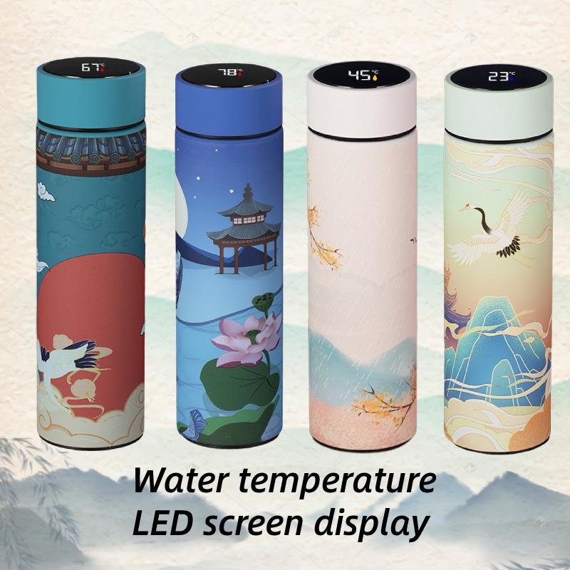 Kreative LED-Anzeige Temperatur Edelstahl Vakuumflasche 500ml