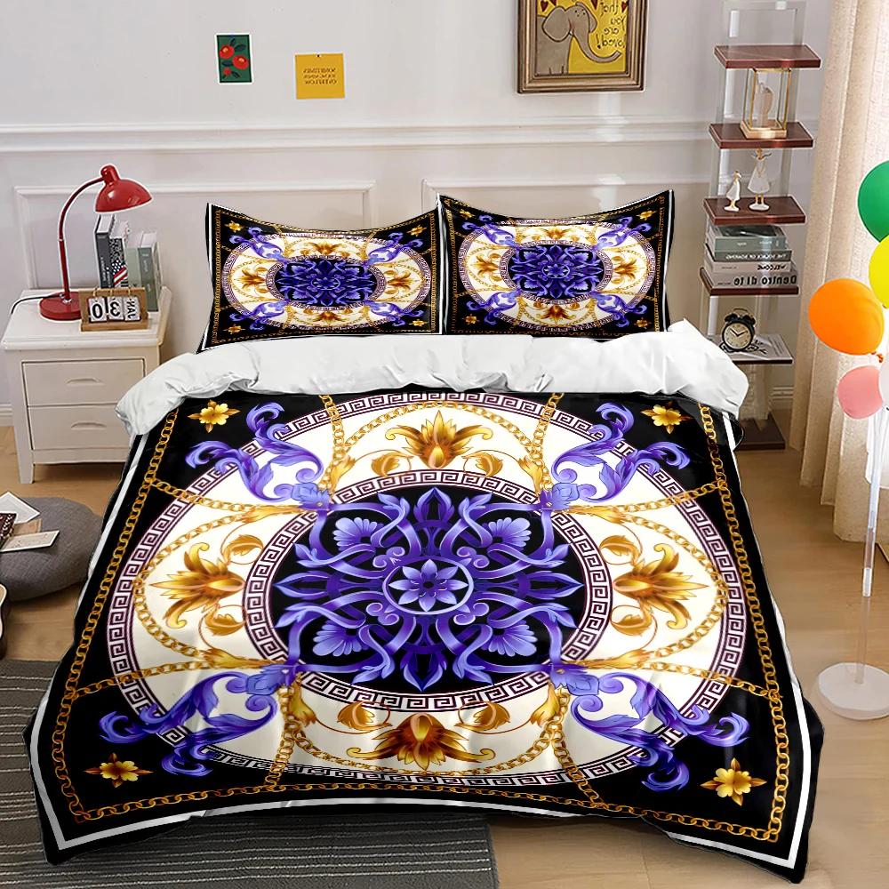 HD Luxury Chain Belt Print Bedding Set Duvet Cover 1 Duvet Cover 2 Pillowcases Adult and Children Bedding Set Luxury for Gifts