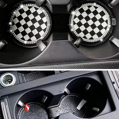 Auto-Becheruntersetzer, Weiches Kristall-Strass-Gummi-Pad-Set, Runde Auto-Getränkeuntersetzer, Auto-Innenzubehör, Bling-Becherhalter-Einsatz-Untersetzer