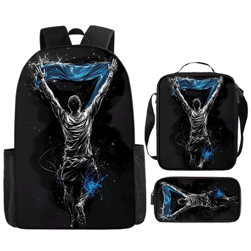 Zaino Stampato Stella del Calcio Zaino Scolastico per Bambini in Tre Pezzi Zaino Cartone Animato per Studente di Scuola Elementare