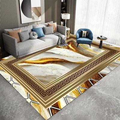 Luxuriöser goldener Teppich für Wohnzimmerdekoration Modern Abstrakt Home Office Große Flächenteppiche Dekor Weiche Schlafzimmer Lounge Bodenmatte