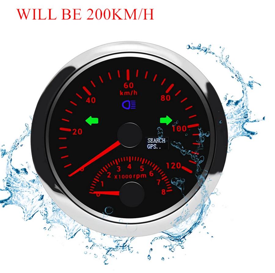 New 85mm Digital Car Truck Boat GPS Speedometer Gauge 0-200KM/H Speed Meter Tachometer 8000RPM for Car Boat ATV 9-32V