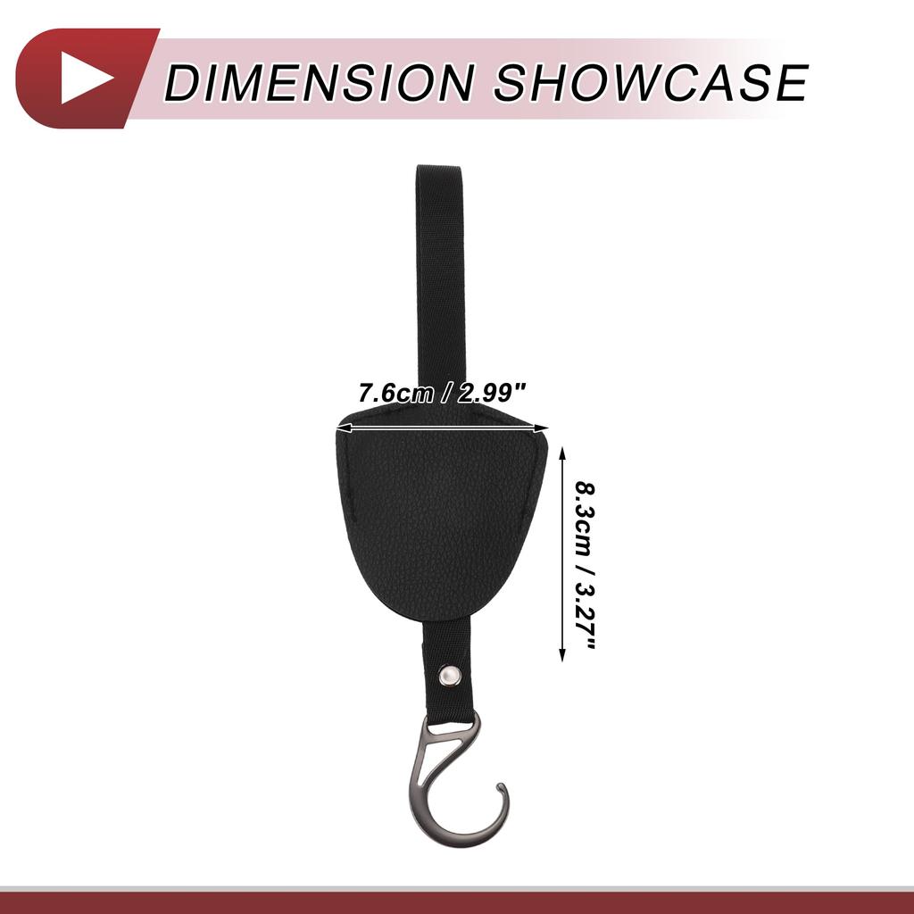 HEROFFIX Handbag Grocery Bag Set of 2 for Wallets and Sturdy Car Seat Headrest Black Faux X Bags, Hooks, Leather, 3.27" 2.99"