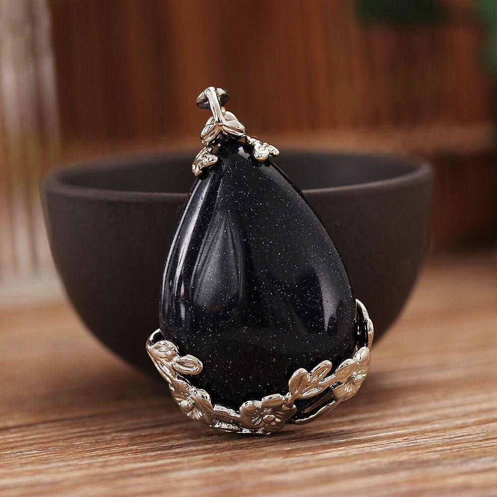 Water Drop Gemstone Reiki Healing Necklaces Pendants Natural Quartz Amethyst Agate Opal Turquoise