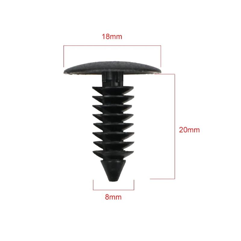 50/100/200 buc. Elemente de fixare universale din plastic. Clemă pentru nituri cu împingere, 8 mm, pentru automobile, din nailon, ghimpată, pentru panou de fixare.