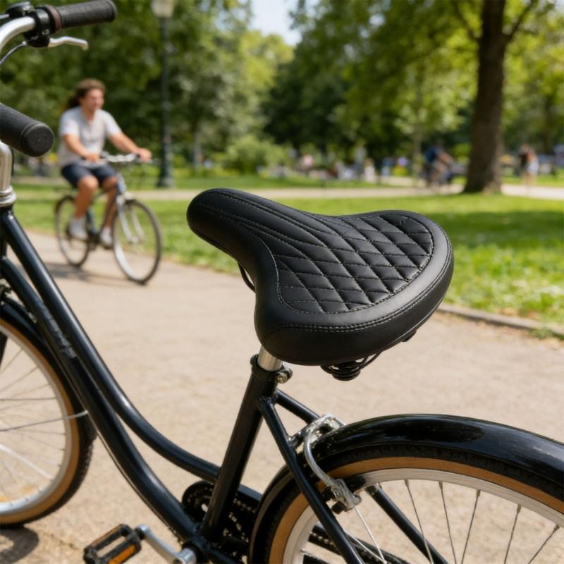 Traditional Leather Bike Seat With Thick Cushioning For Pleasant Extended Travels And Traditional Look