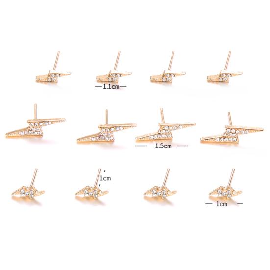 6Pairs/Set Simple Women Big Small Lighting Rhinestone Stud Earrings Jewelry