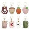Cat Paw Shaped Pet Hair Keychain Faux Leather Pet Fur