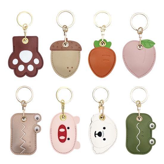 Cat Paw Shaped Pet Hair Keychain Faux Leather Pet Fur