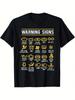 T-shirt Homme Humoristique Panneaux d'Avertissement Mécanicien Automobile | Coton | Sécurité Drôle