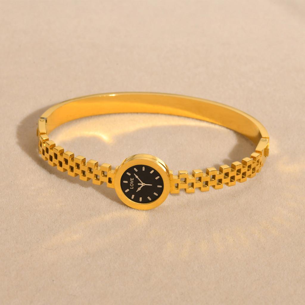Customized Watch Dial Bracelet for Women, Gold Color Stainless Steel Round Bracelets, Fashion Jewelry Gift To Girls Lover Mom