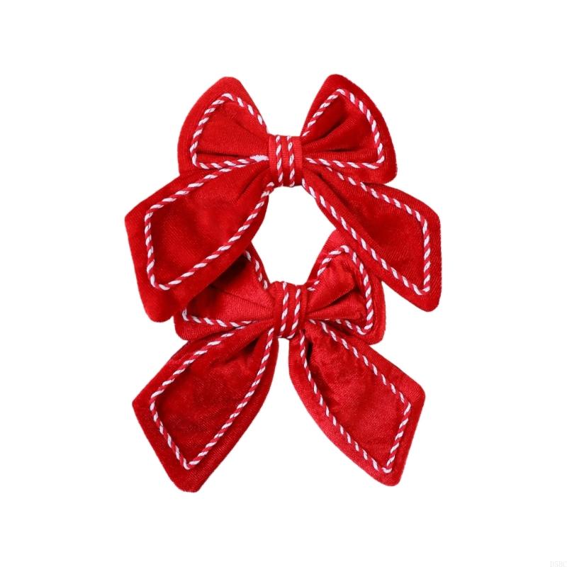 Plush Textured Christmas Bowknots Double Pack Decorative Accent For Festival Home Decors And Retail Window Displays