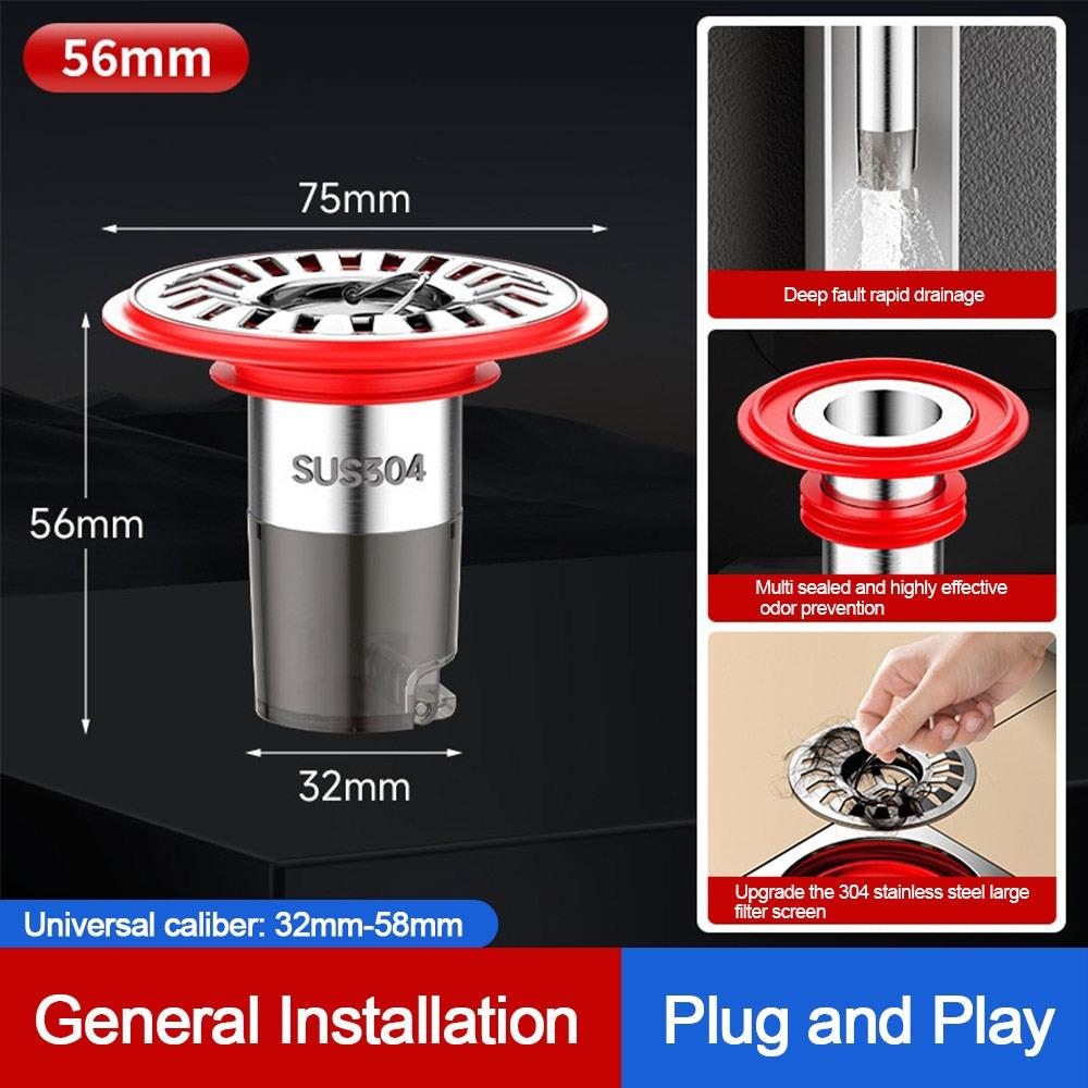 Stainless Steel Floor Drain Core Insect Proof Anti Odor Basin Drain Filter Odor Control Easy Install Sewer Strainer Plug