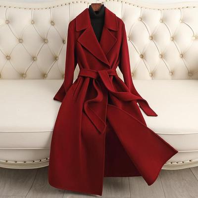 Damen Langer Doppelseitiger Kaschmantel, 2024 Koreanischer Stil, Überknie, High-End, Herbst/Winter Temperament.