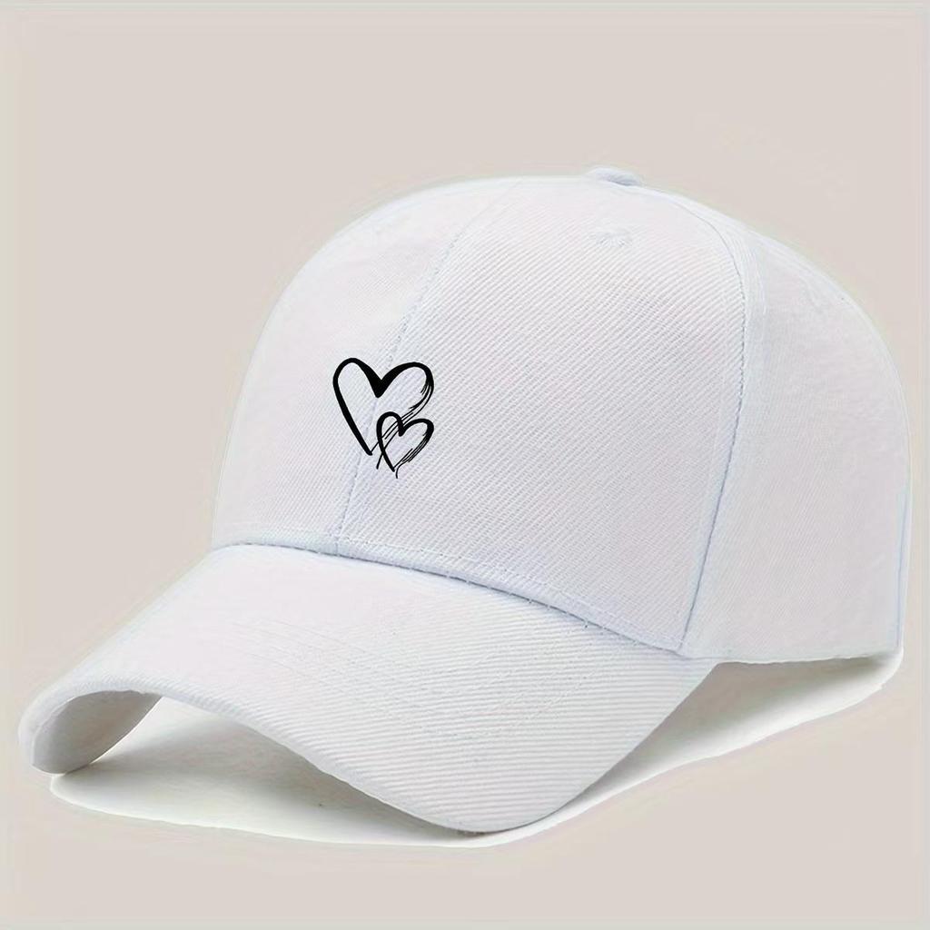 Heart Print Baseball Cap - Men's & Women's Trendy Sun Protection Hat for Outdoor Sports & Casual Wear