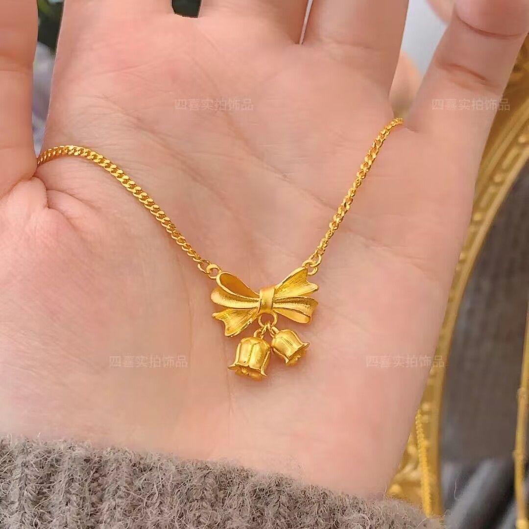 

Princess on the Run Bow Lily of the Valley Necklace Femininity Niche Clavicle Chain