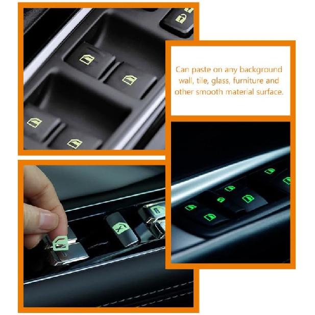 4 Stück Auto Leuchtende Knopfaufkleber Fluoreszierende Klebeaufkleber für Stilvolles Auto-Interieur Einfache Montage Nachtsicherheitsaufkleber für Fenster und Armaturenbrett-Knöpfe