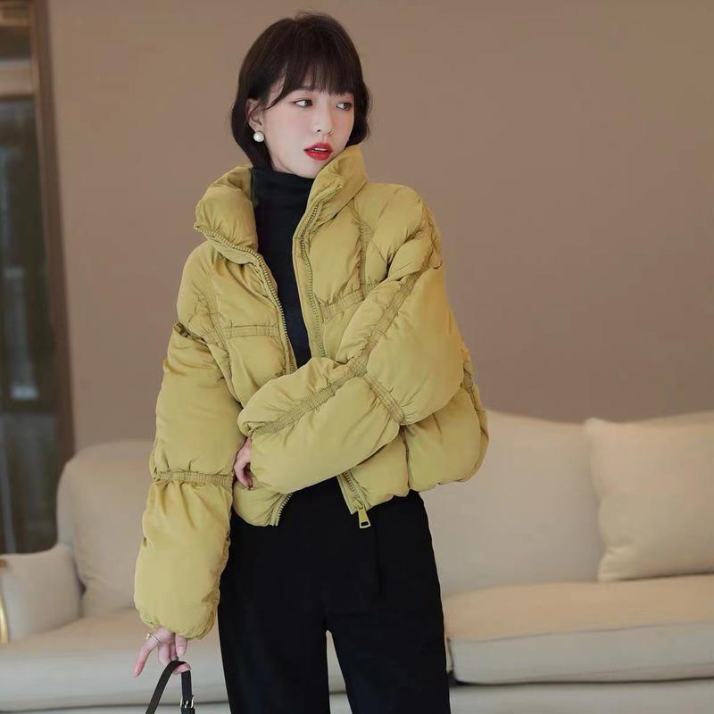 Niche design sense stand-up collar padded jacket for women early spring new retro fashion small cotton clothes
