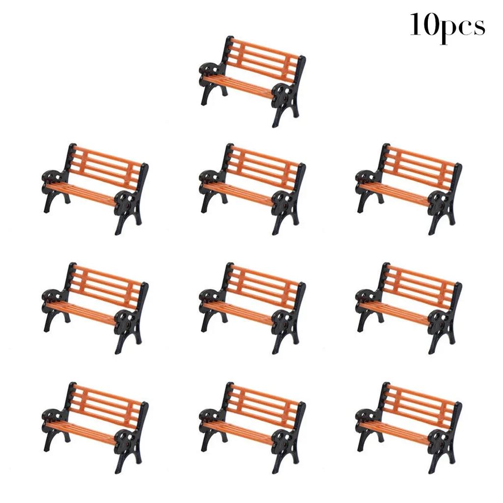 10Pcs 1:87 HO Scale Material DIY Train Bench Chair Settee Street Layout Model Building Model Train Bench Chair Park Layout Decor