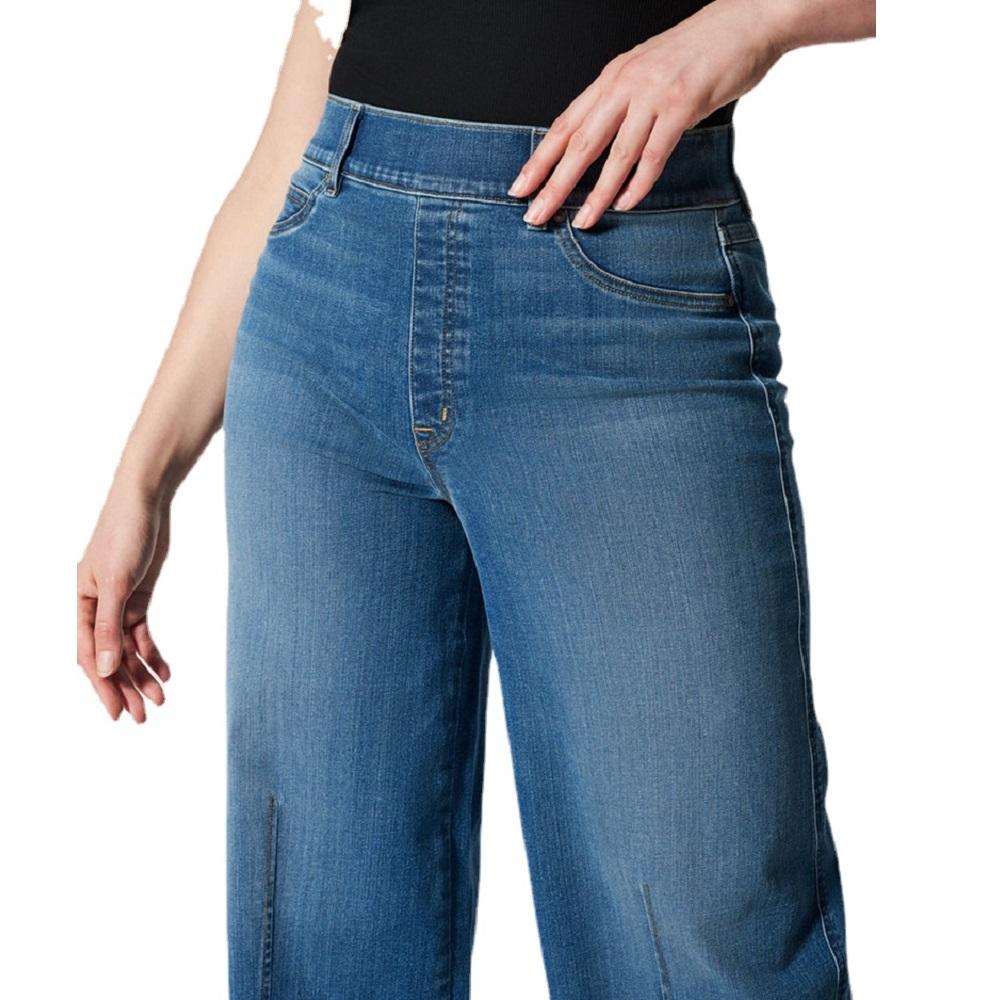 Jeans da donna in denim elasticizzato a vita alta Pantaloni jeans elasticizzati a gamba larga Pantaloni lunghi casual da donna