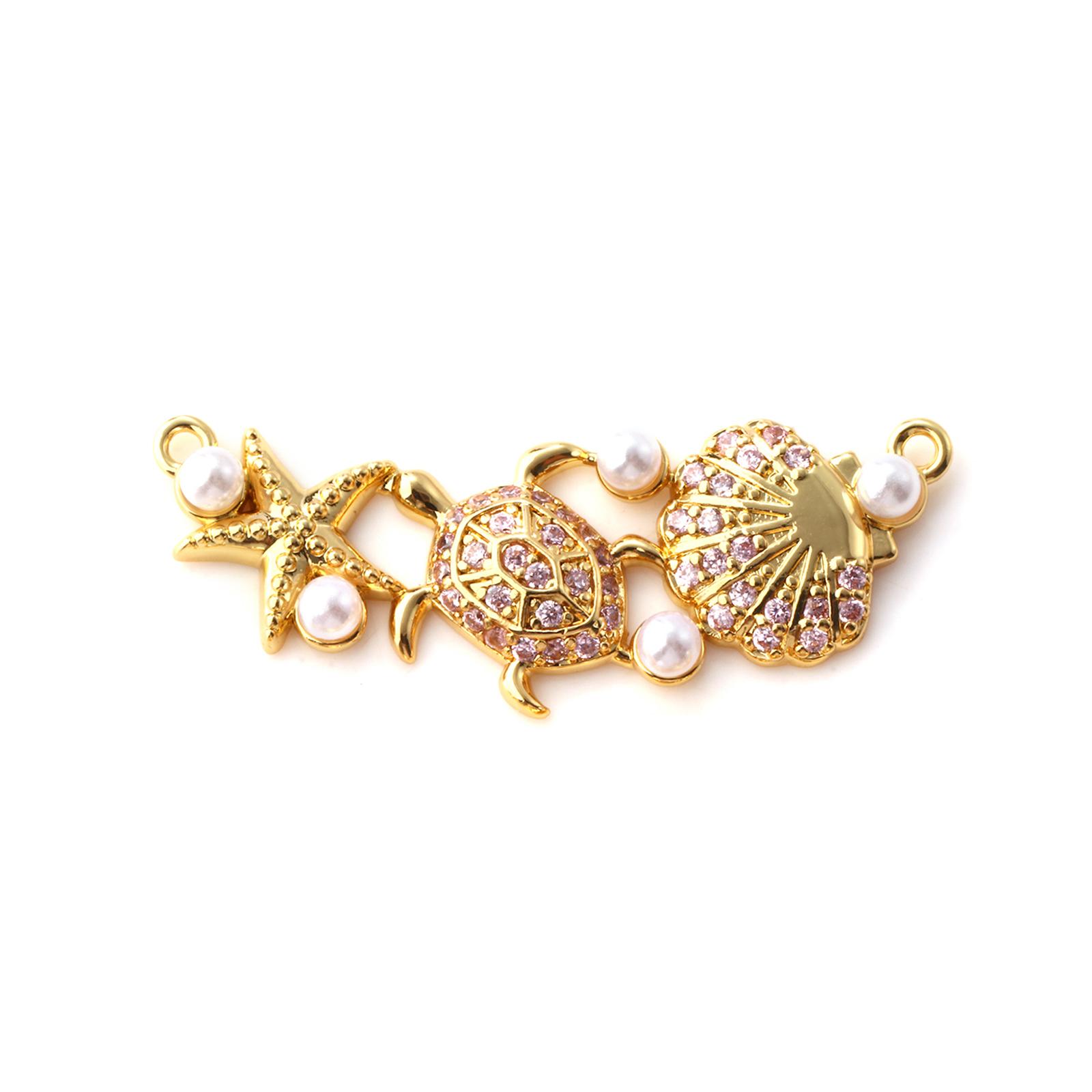 

1Piece Brass & Cubic Zirconia Ocean Jewelry Connectors Charms Pendants White Shell Star Fish Acrylic Imitation Pearl 3.5cmx1.4cm светло-розовый