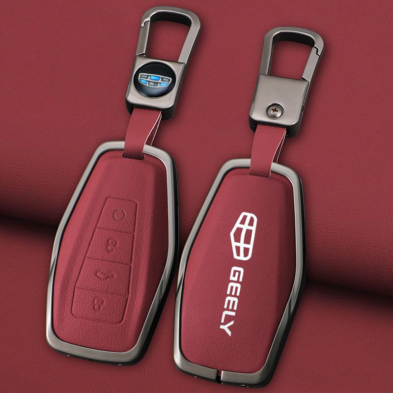 Zinc Alloy Leather Car Key Case Cover Shell For Geely Okavango Coolray Atlas Monjaro Tugella Emgrand Gt S Proton X50 X70 Keychai