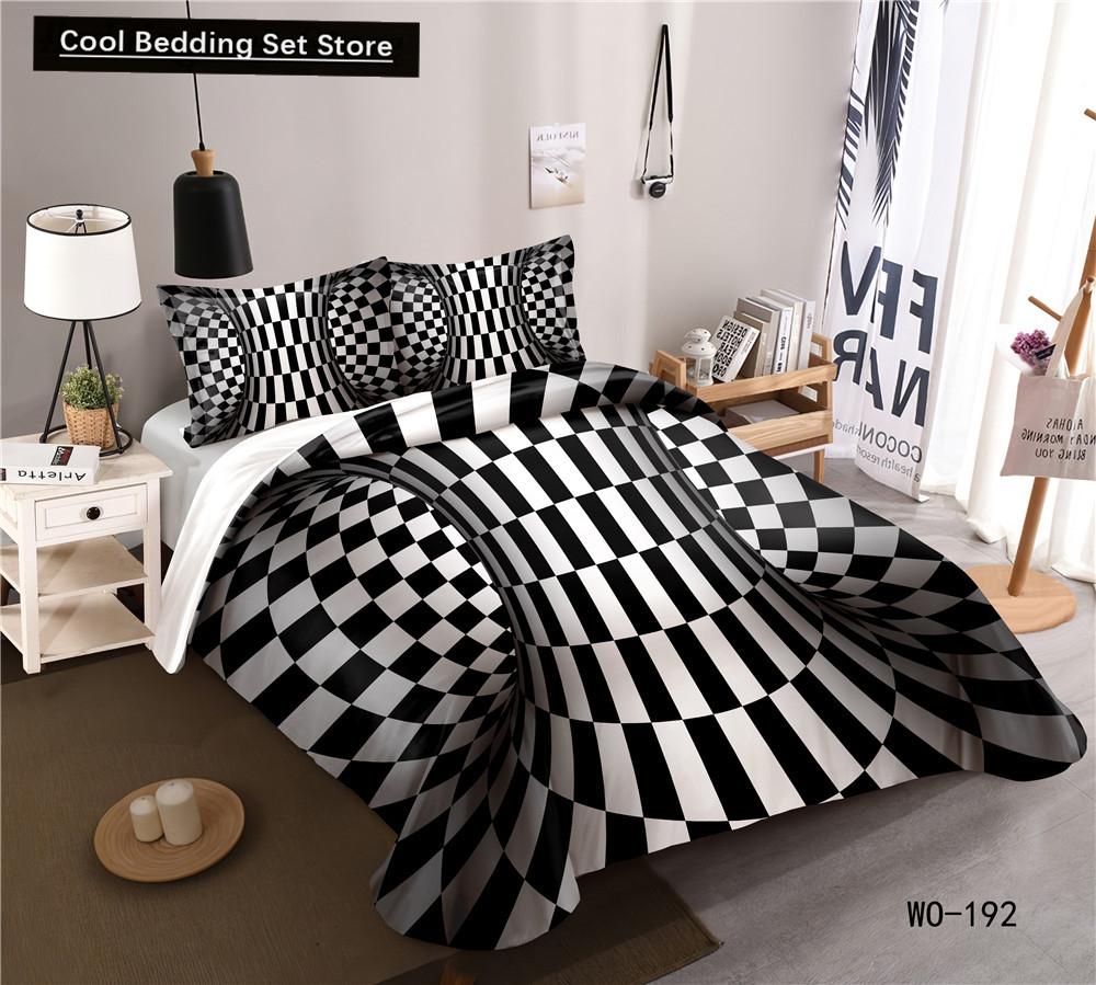 Comforter 3D Psychedelic Abstract Double Queen Bedding Set 2/3Pcs King Full Size Blue Polyester Comforter