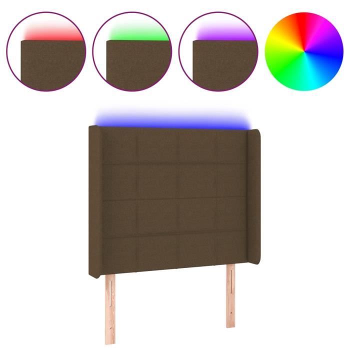 3124025 vidaXL LED Headboard Dark Brown 83x16x118-128 Cm Fabric