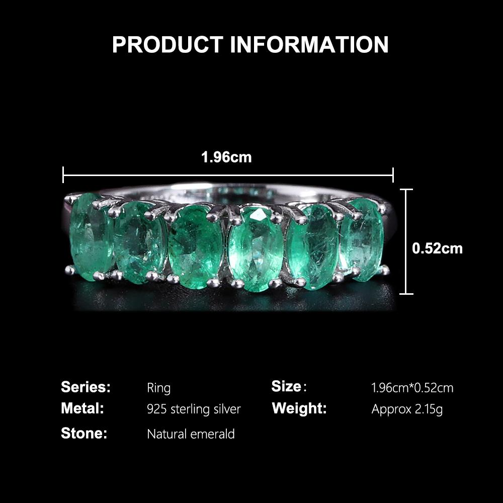 Luxury 925 Sterling Silver Ring Real Gemstone Natural Zambian Emerald Oval 3*5mm Fine Jewelry for Women's Anniversary Gift