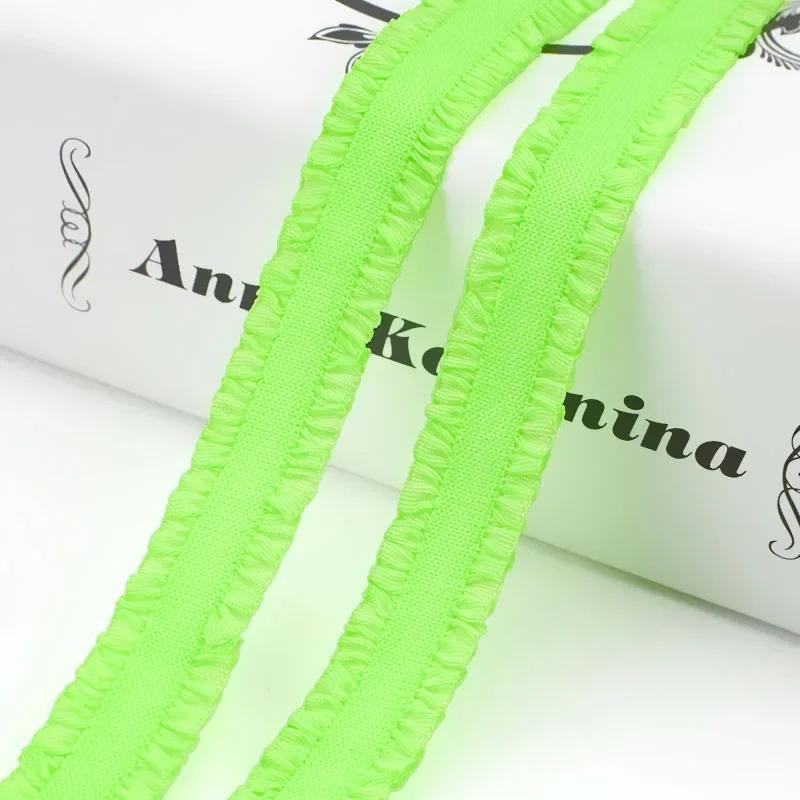 5/10Yards Meetee 12mm Ruffled Elastic Band Colorful Pleated Stretch Lace Trim Headdress Ribbon DIY Garment Sewing Accessories