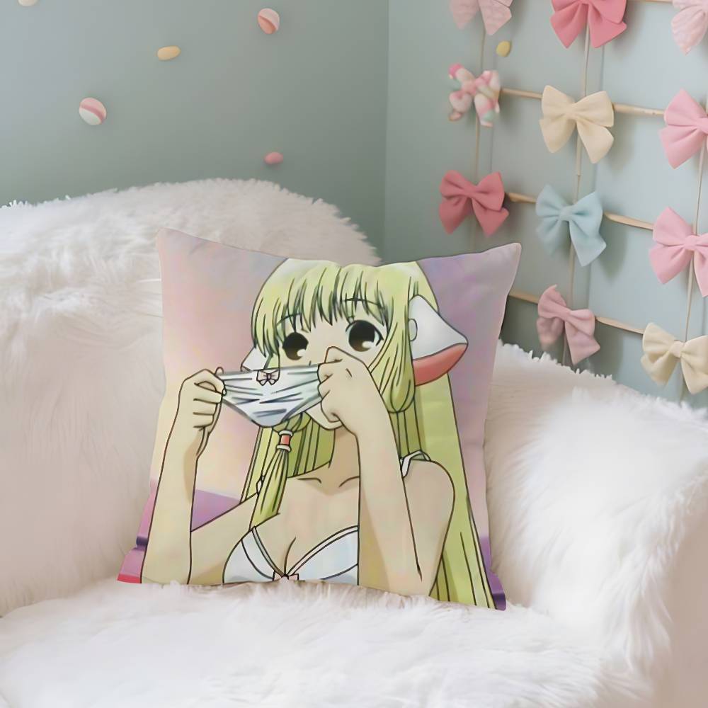 Cute Anime C-Chobits Kawaii Throw Pillow Covers Pattern Cushion Cover Suitable For Sofa Bedroom Car Pillow Cover