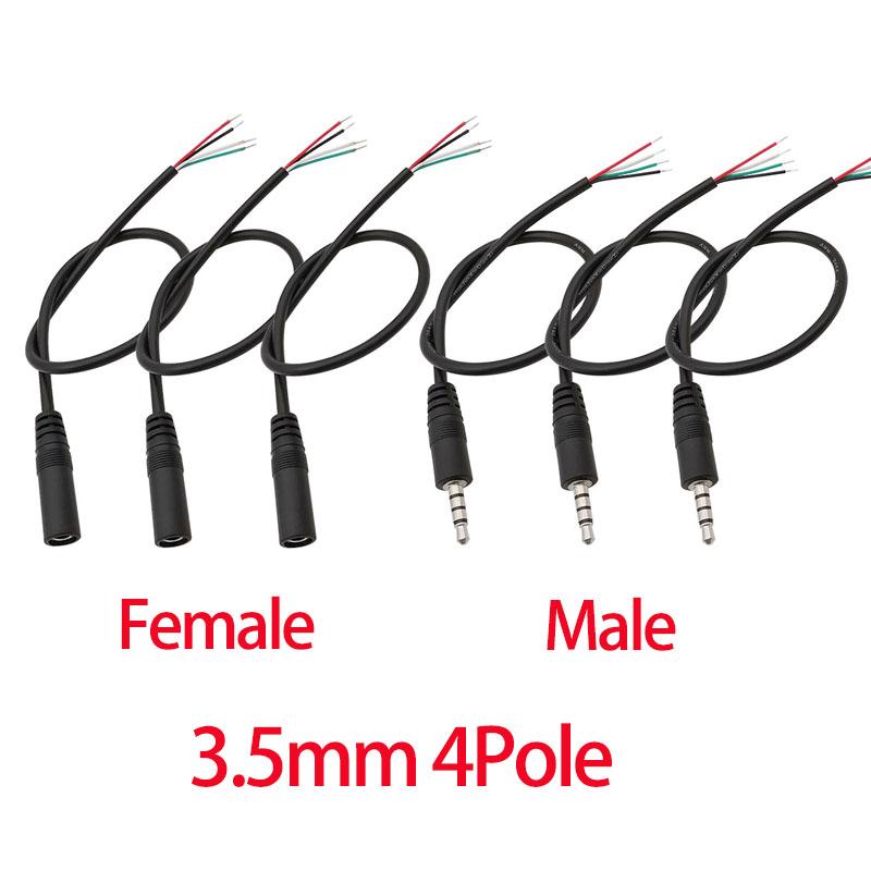 3Set 25/30cm 2.5mm 3.5MM 2/3/4 Core 2pole 3pole 4pole Mono Stereo Male Female Audio Extension Cable Headset Aux Connector