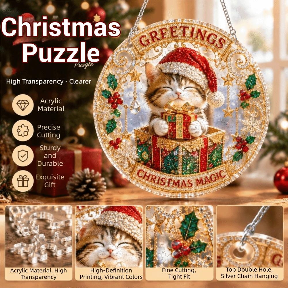 100pcs Clearer Christmas Puzzle Acrylic Christmas DIY Sun Catcher Festival Decor
