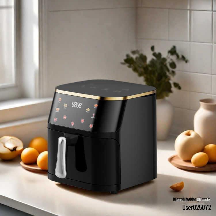 Stainless Steel Touchscreen Air Fryer for Home Use - Large Capacity Electric Fryer for Chicken & Fries