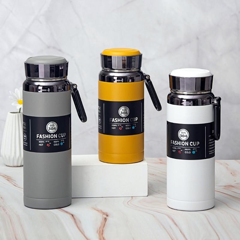 

Чашка чая 1000 мл с ручкой, чашка-термос из нержавеющей стали 304, большая емкость, простая спортивная чашка-термос