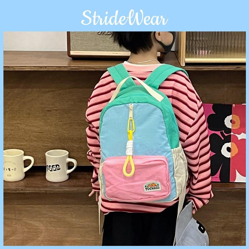 Fashionable Backpack Kids Color Block Design Large Capacity Bag Kindergarten