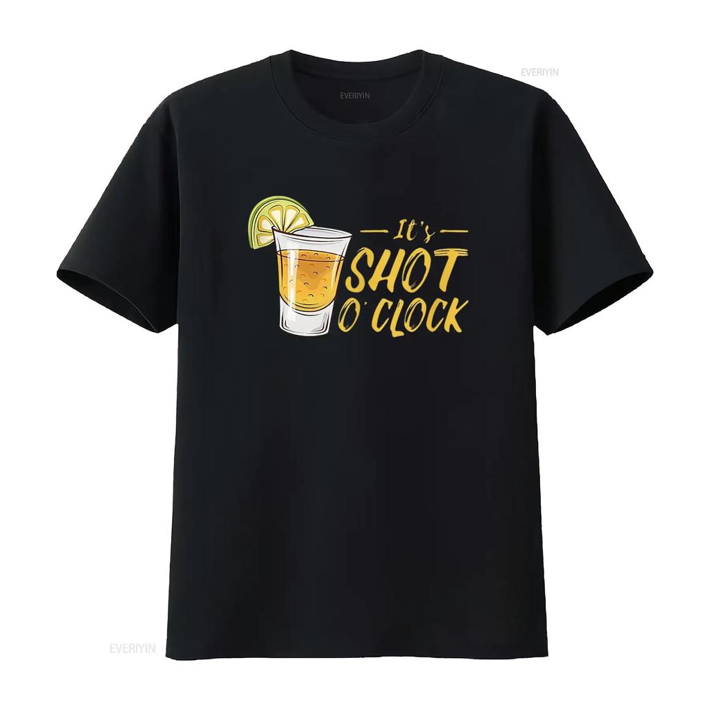 Es ist Shot O Clock Alkohol Tequila Limette Party Herren T-Shirt Weiß vintage Gewaschen Grafik Atmungsaktiv Lässig Stilvoll Vielseitig
