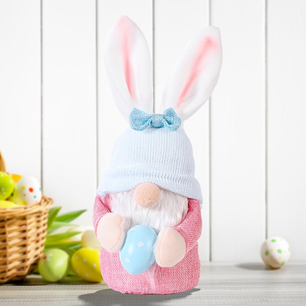 Cute Pink Rabbit Egg Plush Figurine Ideal For Festive Easter Decorations Pink Egg Figurine