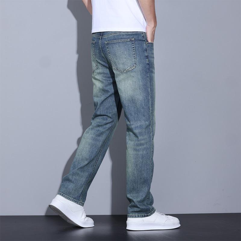 New Summer Jeans Men Straight Slim Washable Old Retro Pants Men