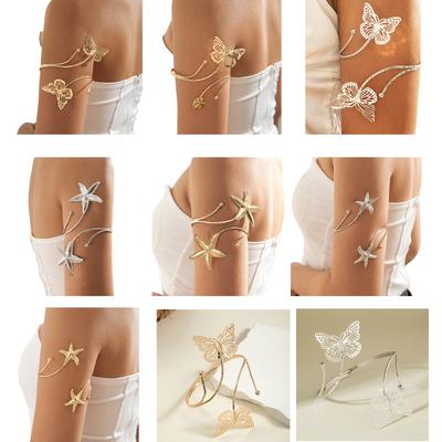 Kante Goldfarben Verstellbar Seestern Armmanschette Armband Geometrisches Design Robustes Eisen Schmuck Für Frauen
