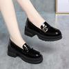 New Small Leather Shoes Women's Black Single Shoes Versatile Shoes Thick Soled Loafers Thick Heeled Women's Shoes