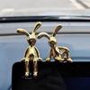 2Pcs Rabbit Figurine UV Electroplating Adhesive Sitting Long Ear Bunny Figurine Plastic Car Dashboard Decoration Christmas Gift