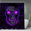 Gothic Purple-Eyed Skull Bathroom Set With Shower Curtain, Toilet Lid Cover & Mats Glowing Skull Design Dark Gothic Decor Gift