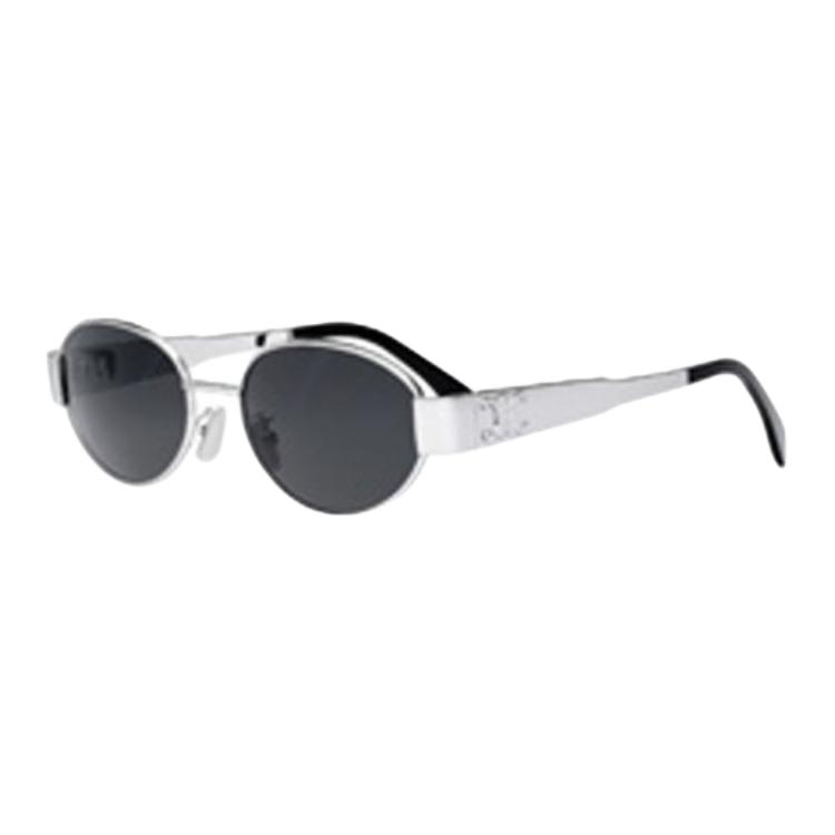 

Celine Logo Engraved Oval Sunglasses Women sunglasses Silver CL40235U5416A Brown Eyeglass Pouch