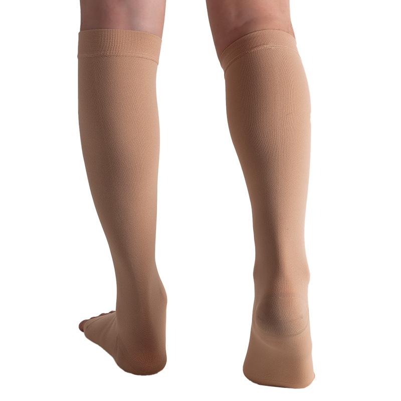 S-7XL Größe Damen Herren 20-30 mmHg Graduierte Kompression Kniehoch Offene Zehen Kompressionsstrümpfe Blickdicht Kniehoch Geschwollene Beine Ödeme