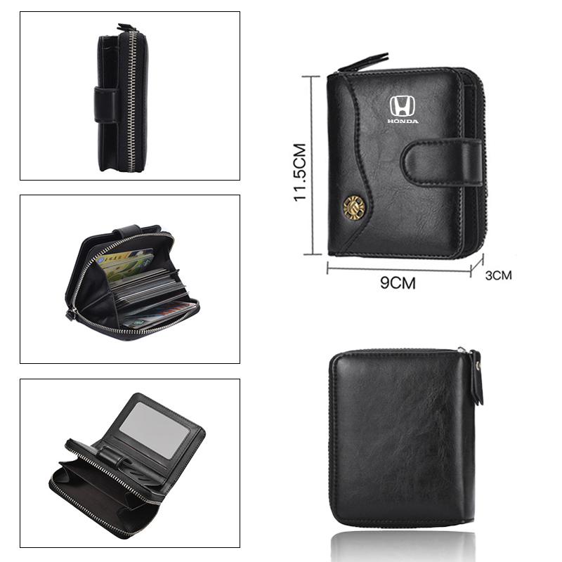 Car Vintage Tower Buckle Wallet Fashion Wallet Bank Card Coin Purse Accessories For Honda Mugen Power Civic Accord CRV Jazz VTEC XK6