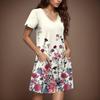 Women's Casual Sundress With Pockets Summer Boho Beach Dress Floral Blouses For Women T-Shirts Dress V Neck Loose  Dresses